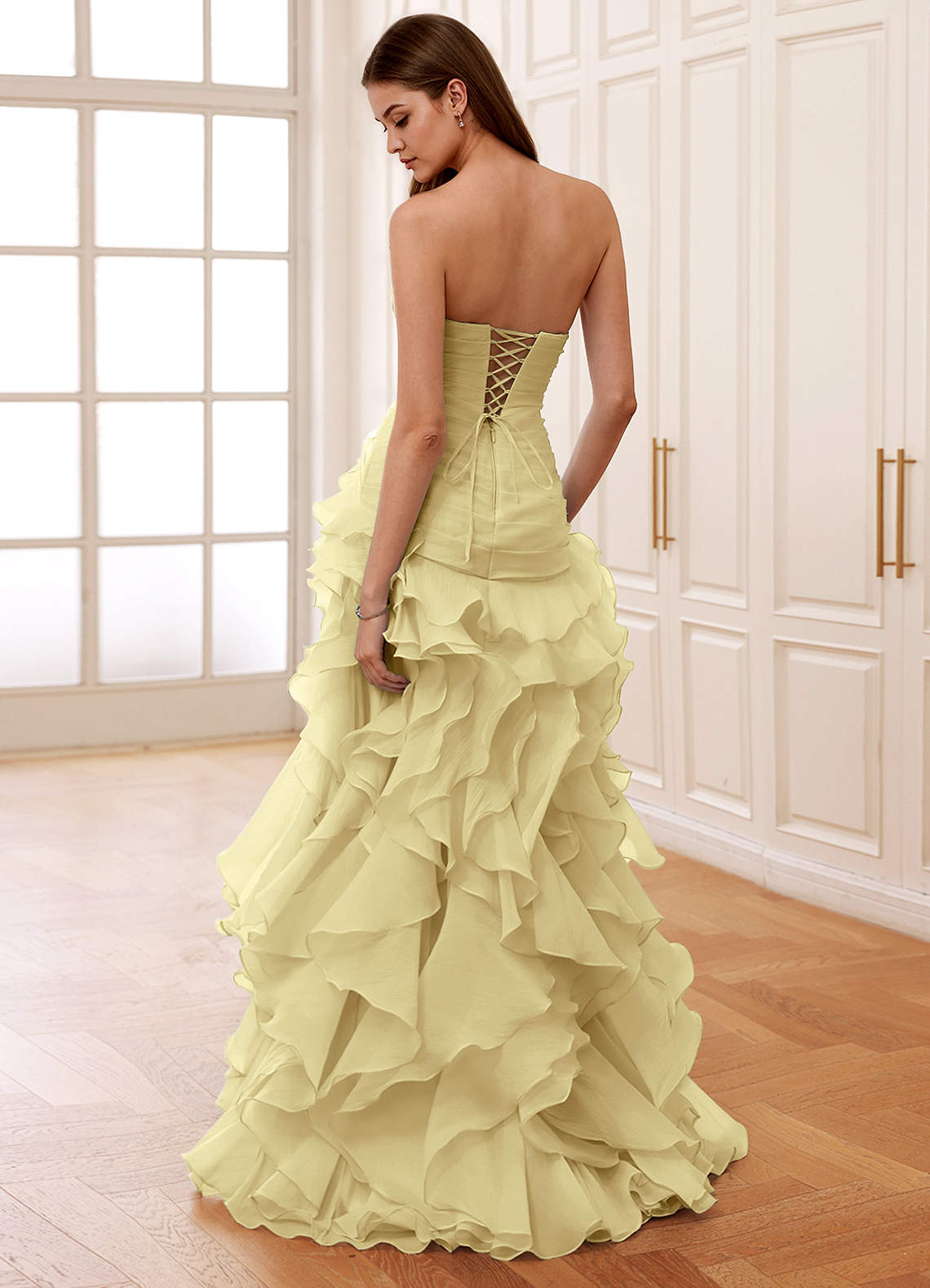 Christabelle Mermaid Sweetheart Chiffon Evening Dress in Yellow