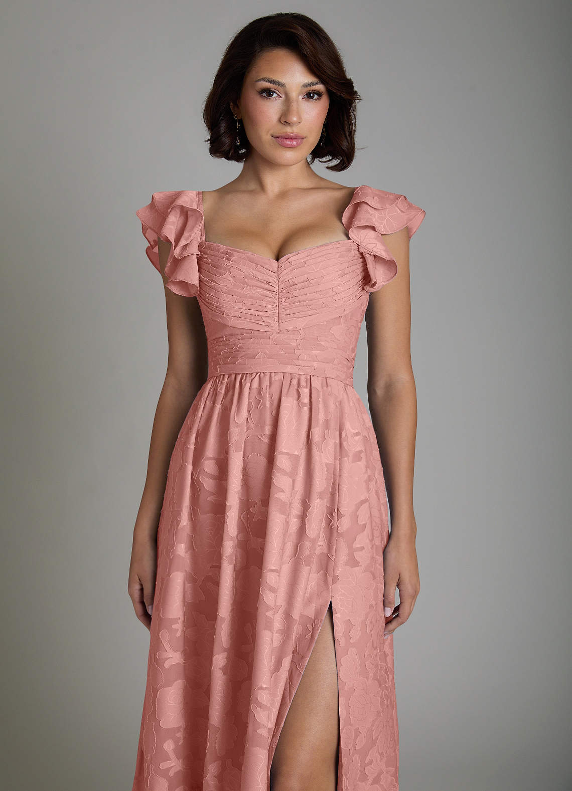 Anaya A-Line V-Neck Floral Burnout Bridesmaid Dress in Rosette