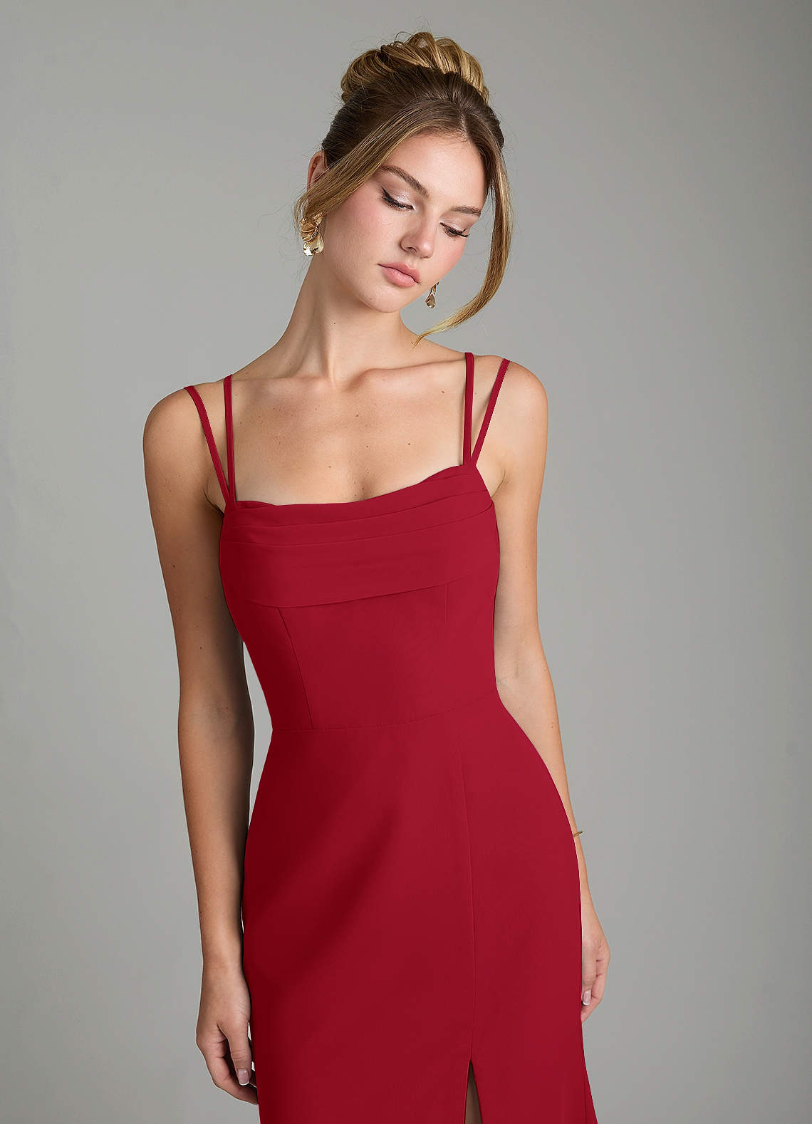Egypt Sheath Sweetheart Chiffon Bridesmaid Dress in Scarlet