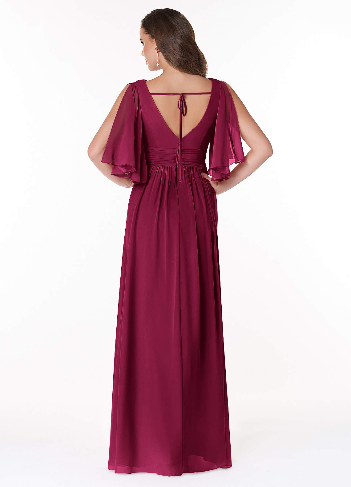 Temeka A-Line V-Neck Chiffon Bridesmaid Dress in Burgundy