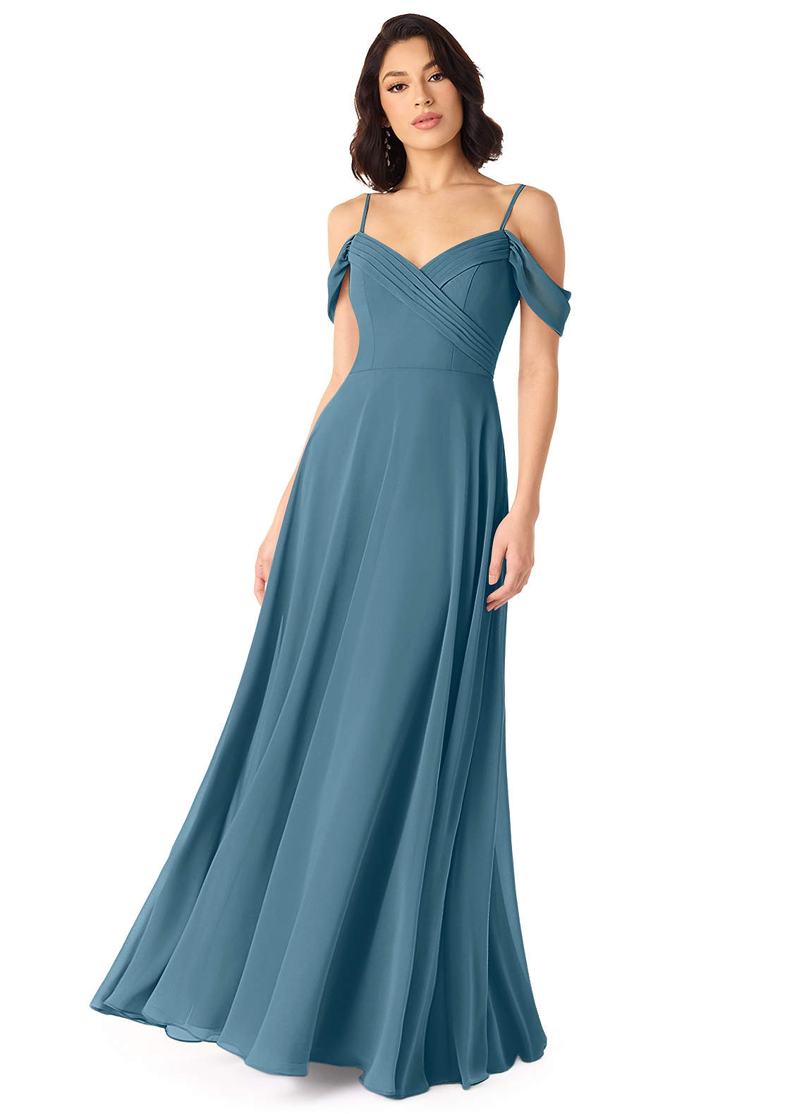 Tancie A-Line Off-the-Shoulder Chiffon Bridesmaid Dress in Bermuda