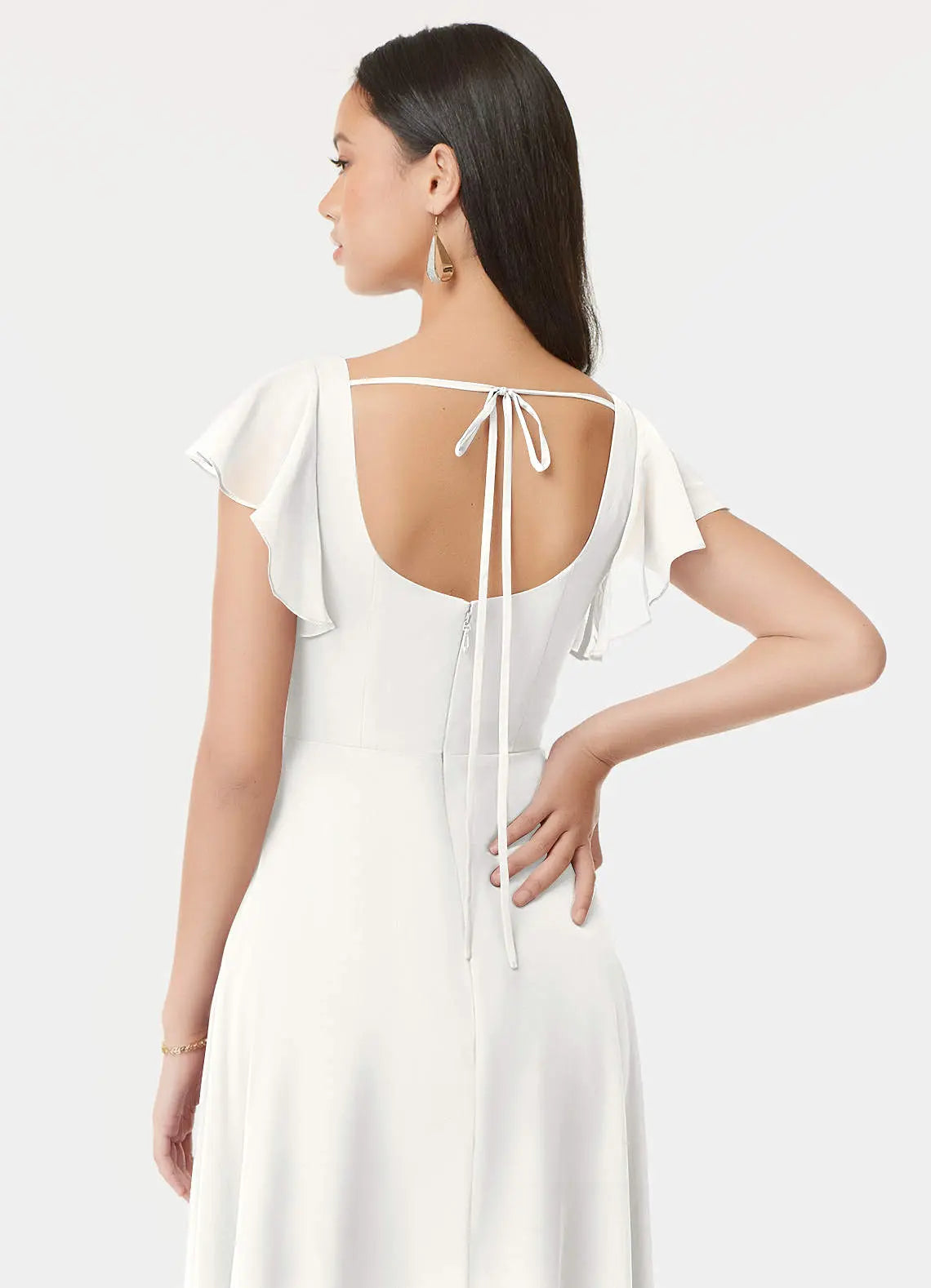 Bondi A-Line Square-Neck Chiffon Bridesmaid Dress in white