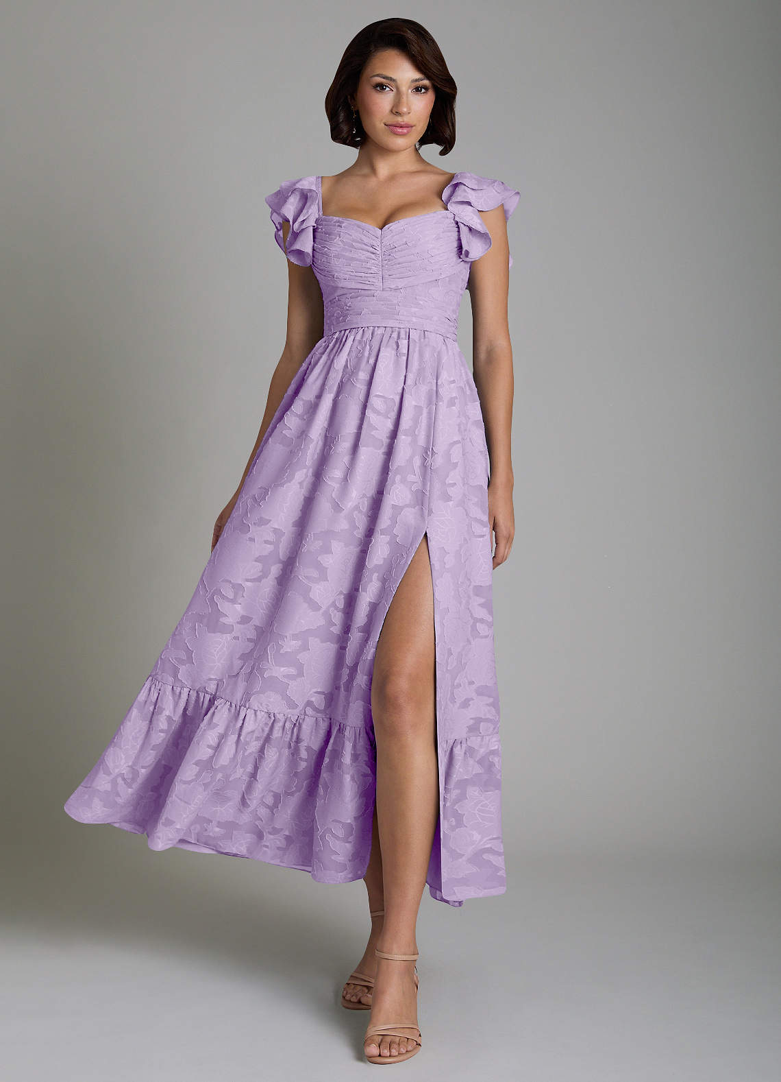 Anaya A-Line V-Neck Floral Burnout Bridesmaid Dress in Lilac