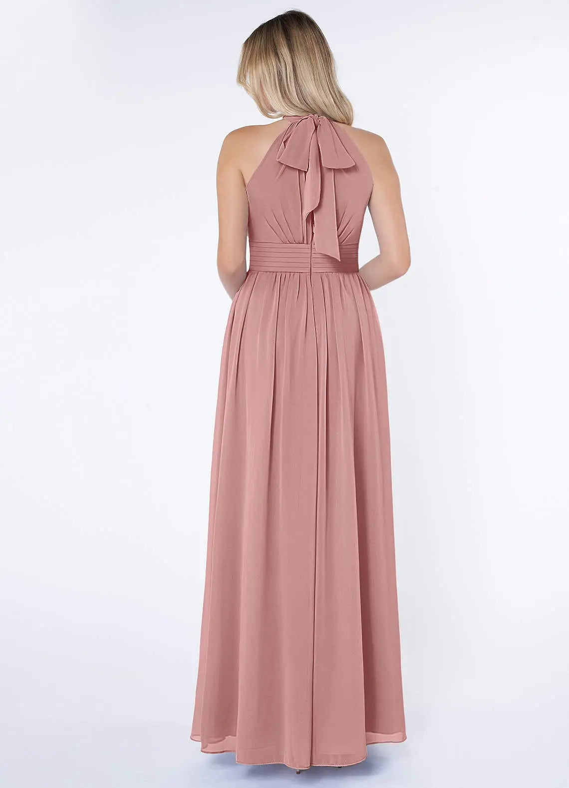 Iman A-Line Halter Chiffon Bridesmaid Dress in dusty rose