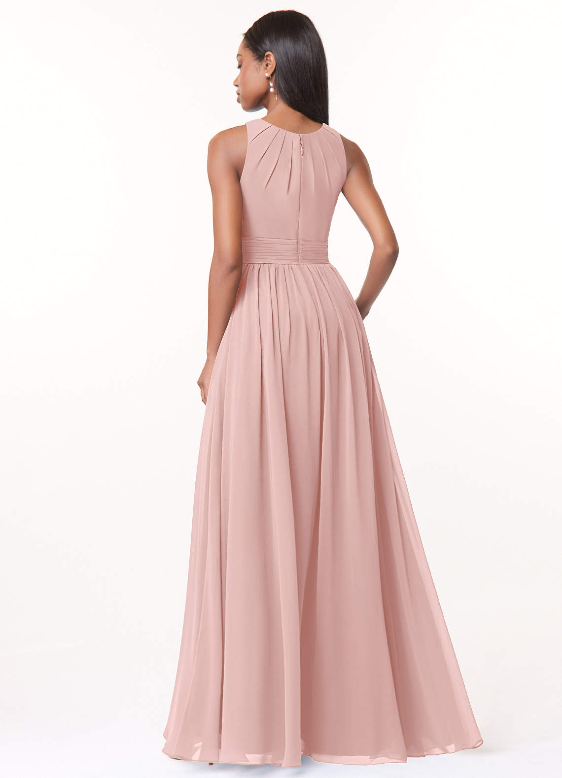 Harper A-Line Scoop-Neck Chiffon Bridesmaid Dress in Powder Pink