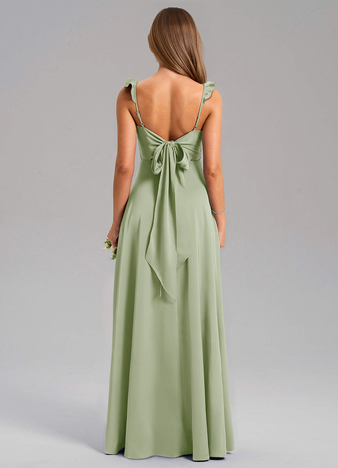Everett A-Line V-Neck Chiffon Bridesmaid Dress in Dusty Sage