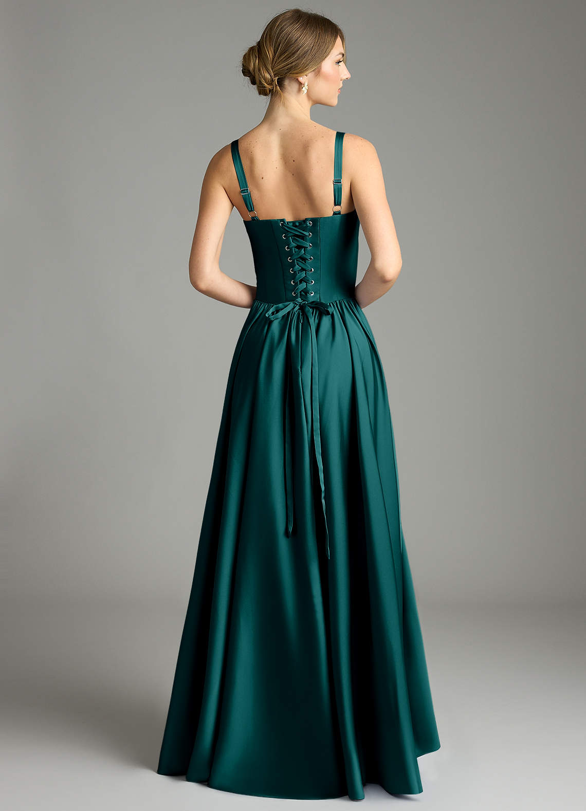 Evadina A-Line Sweetheart Stretch Satin Bridesmaid Dress in Peacock