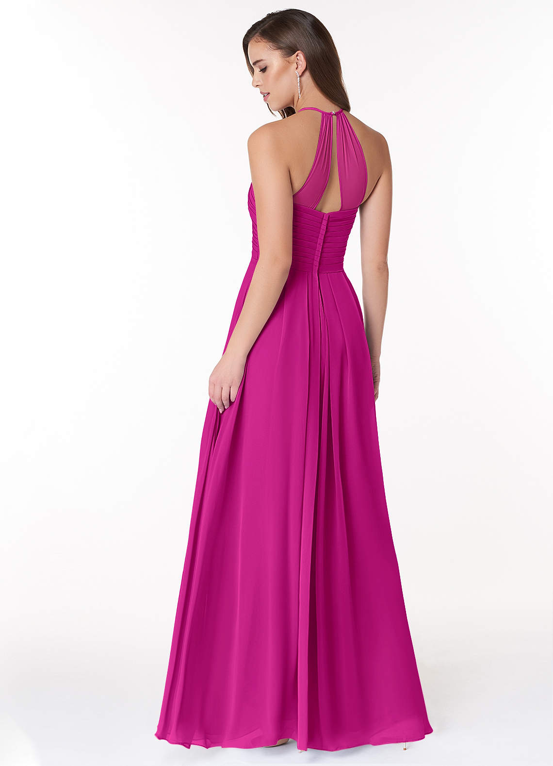 Ginger A-Line Halter Chiffon Bridesmaid Dress in Fuchsia