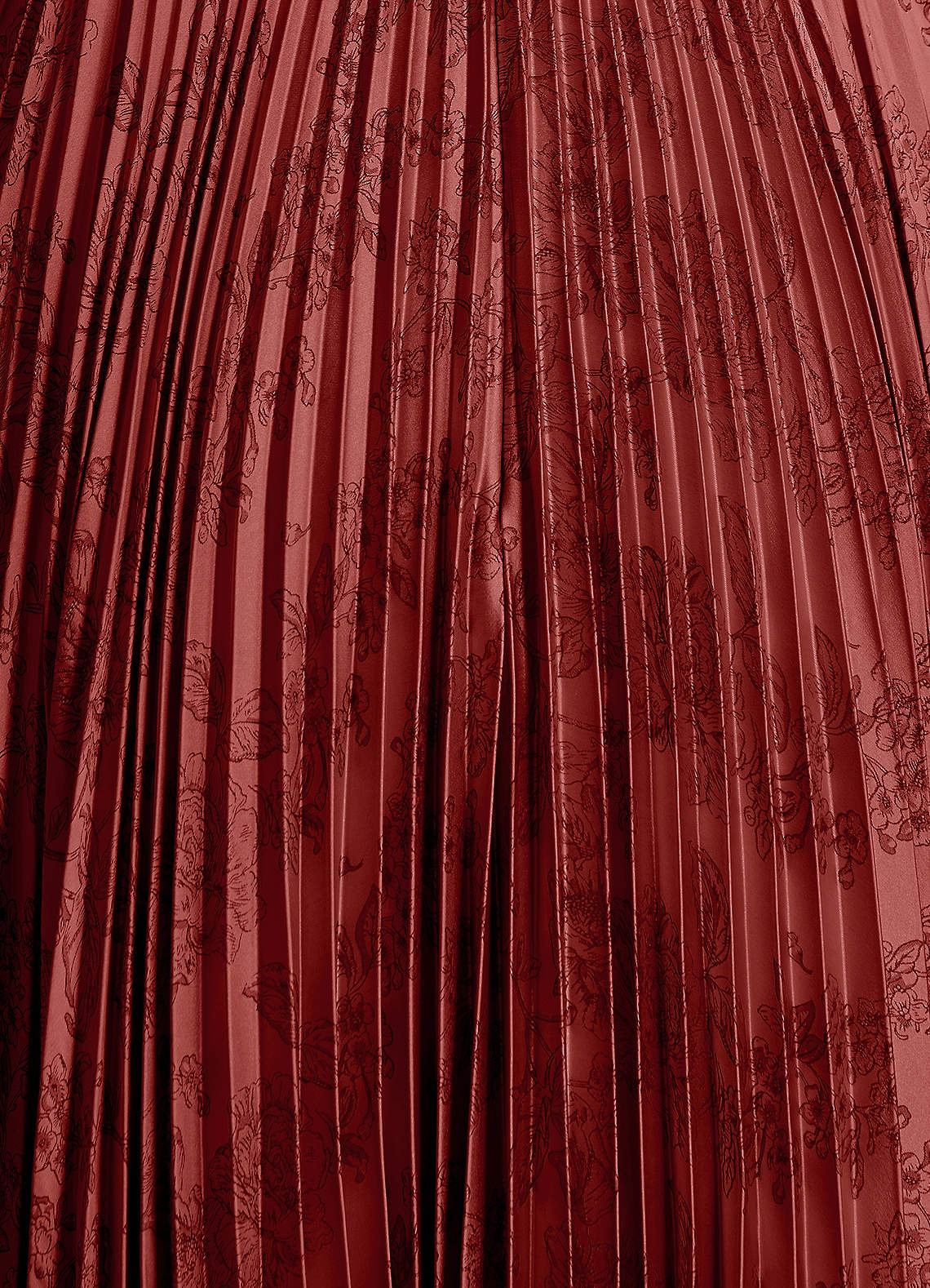 Vesper Pleated Knot-Neck Jacquard Wedding Guest Dress in Orange Red