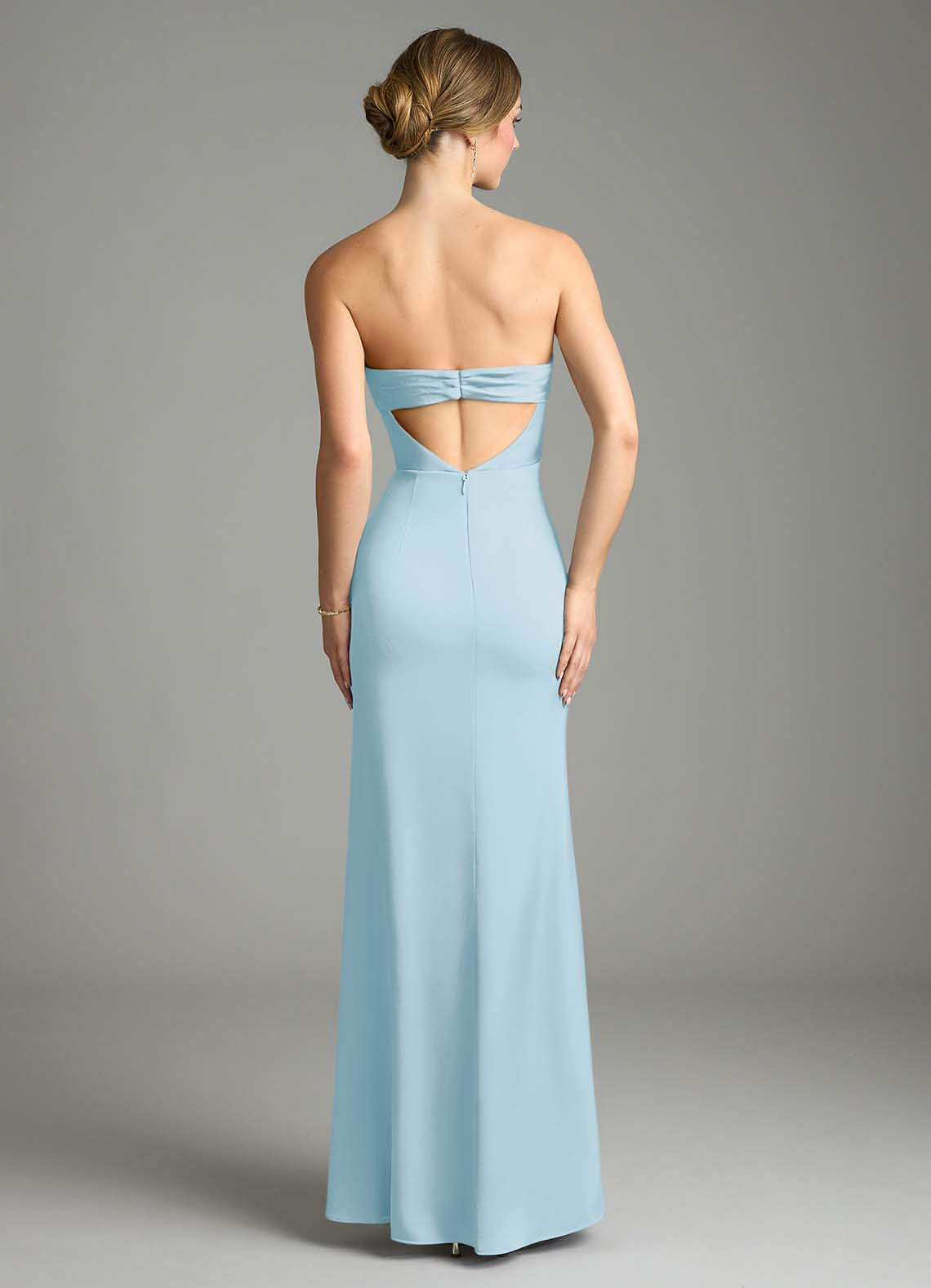 Leonis Mermaid Cowl-Neck Stretch Satin Bridesmaid Dress in Sky Blue