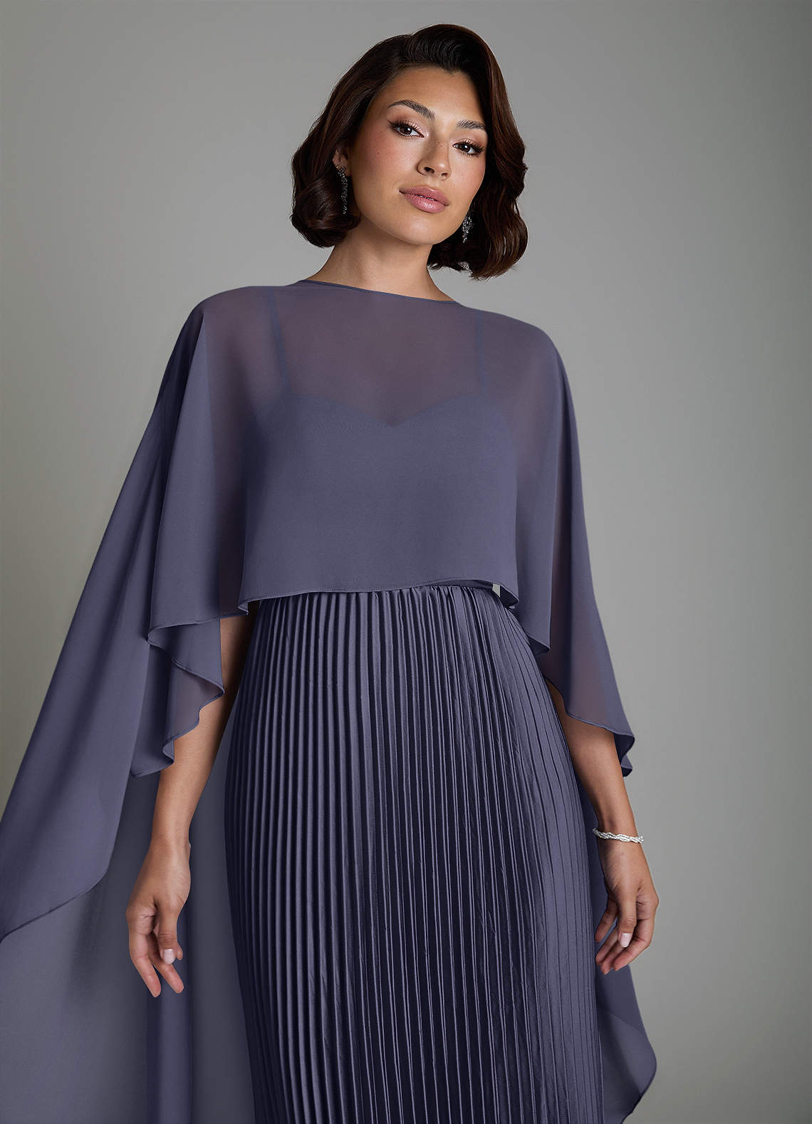 Micah A-Line Sweetheart Stretch Satin and Chiffon Bridesmaid Dress in Stormy