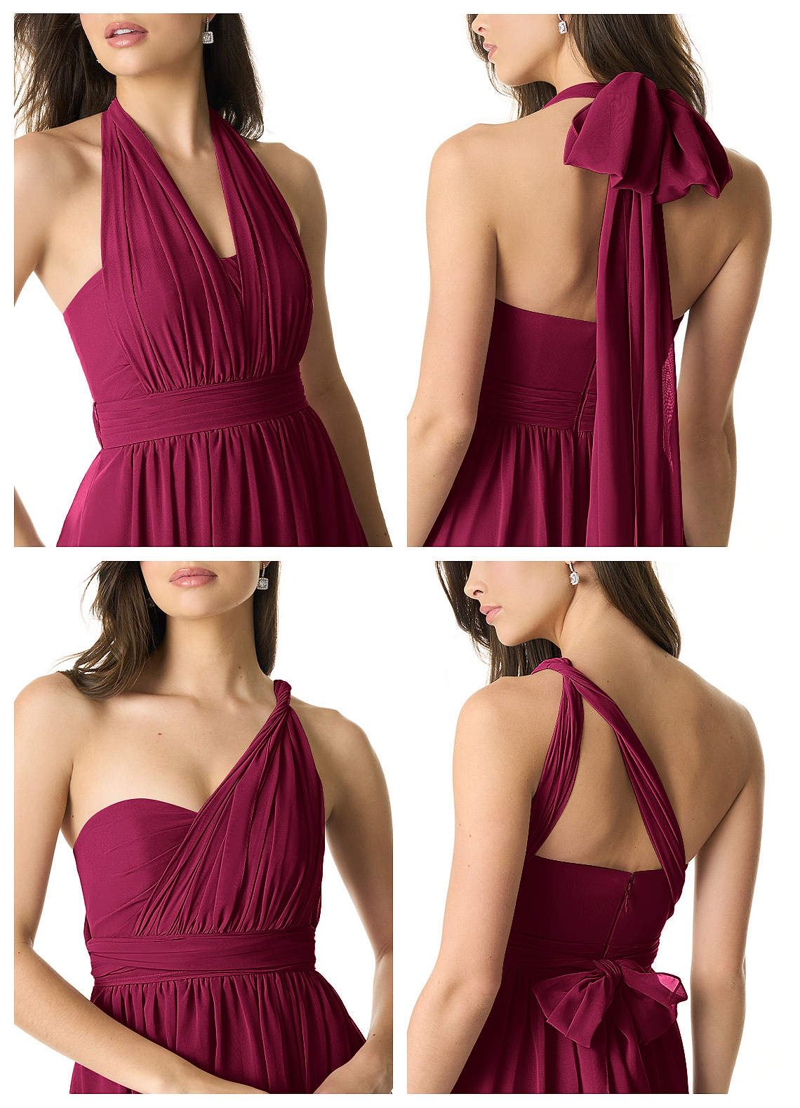 Olani A-Line V-Neck Chiffon Bridesmaid Dress in Burgundy
