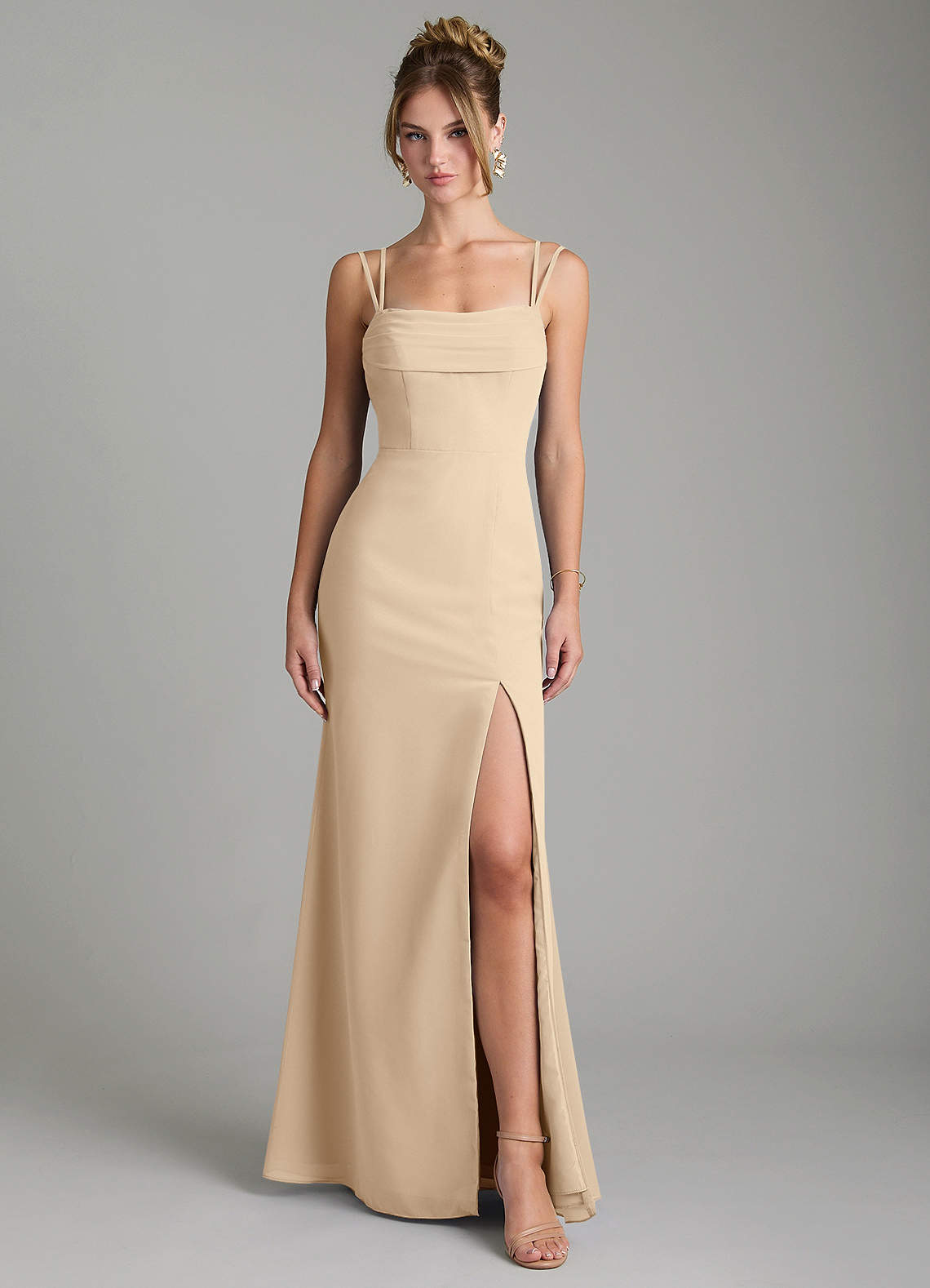 Egypt Sheath Sweetheart Chiffon Bridesmaid Dress in Champagne