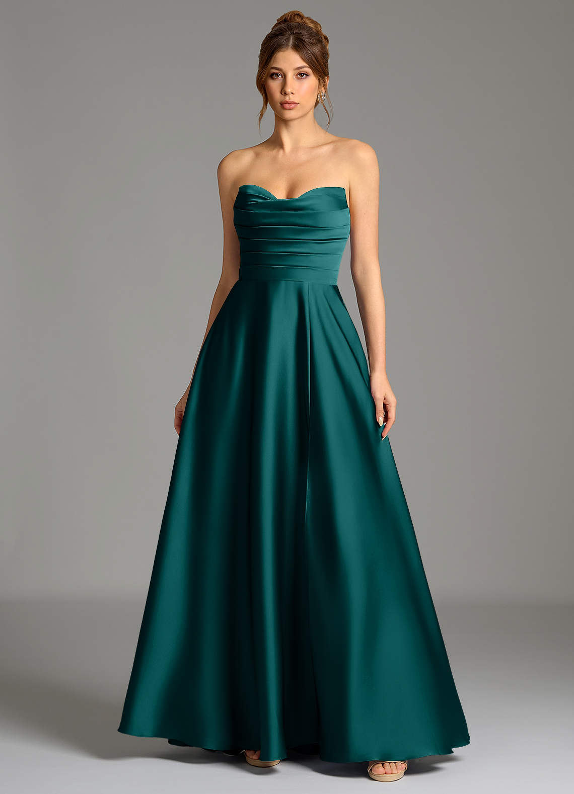 Ayla A-Line Sweetheart Stretch Satin Bridesmaid Dress in Peacock