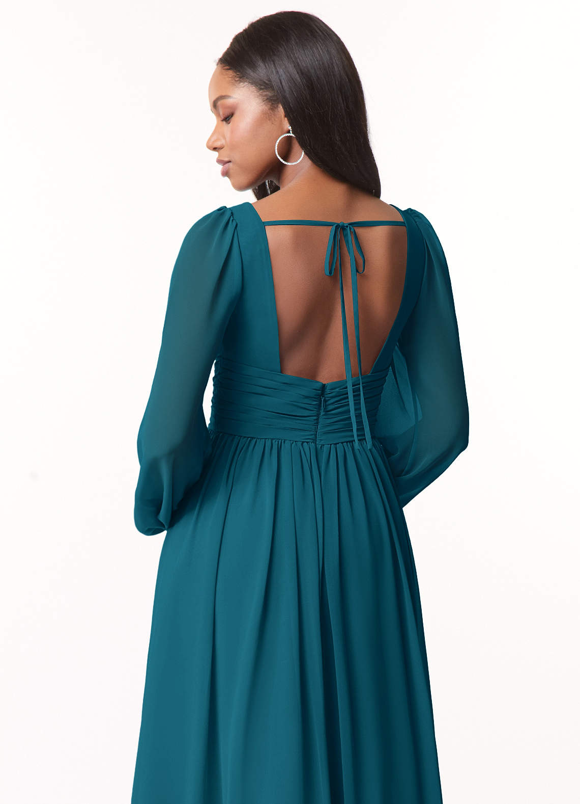 Norah A-Line V-Neck Chiffon Bridesmaid Dress in Ink Blue