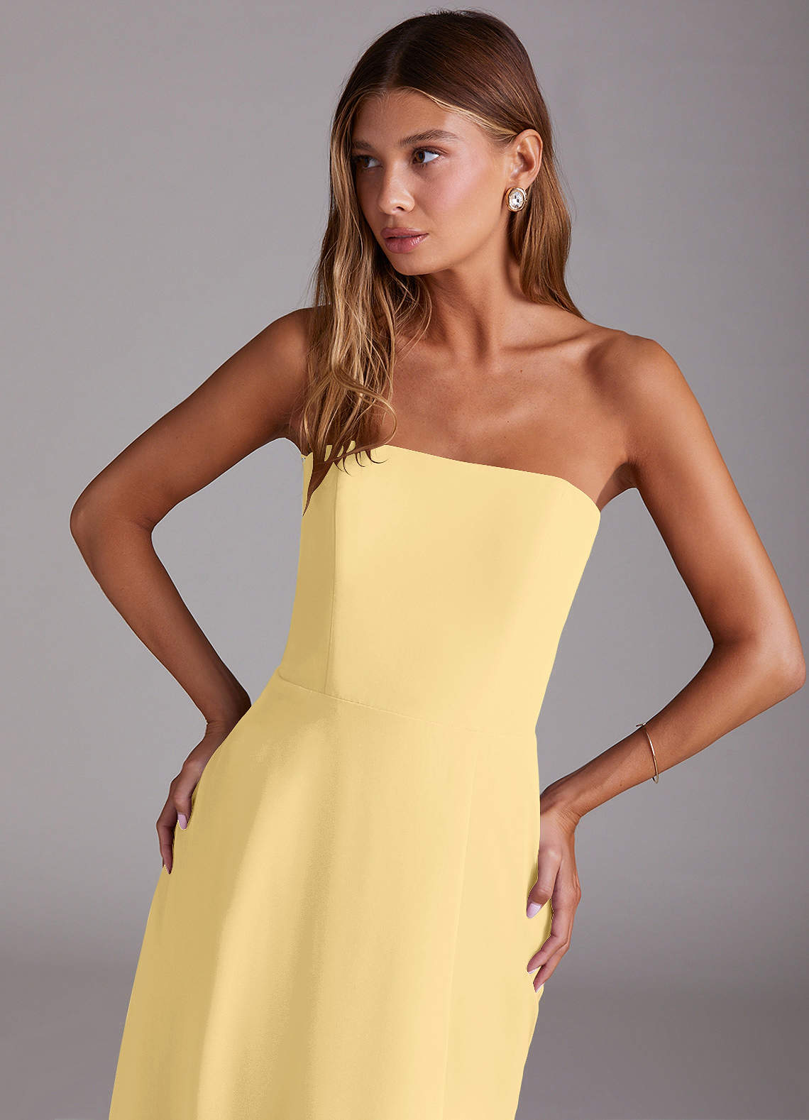 Wren A-Line Straight-Neck Chiffon Bridesmaid Dress in Butter