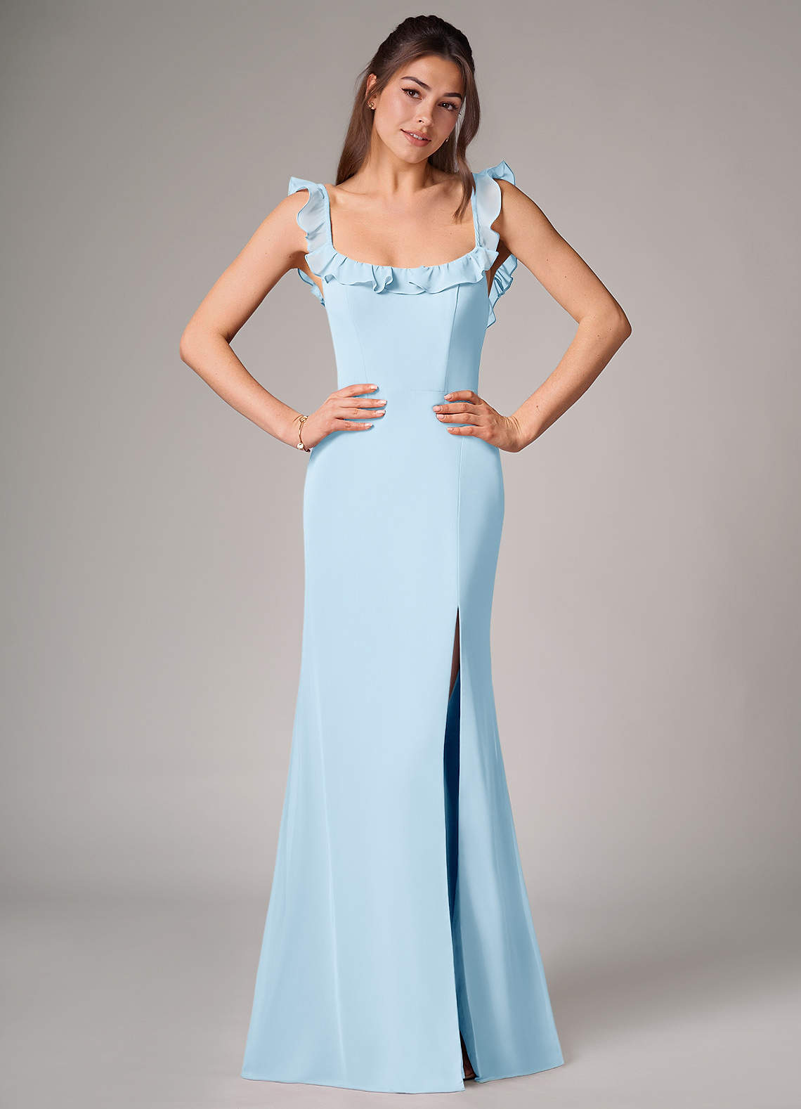 Callie Mermaid Scoop-Neck Chiffon Bridesmaid Dress in Sky Blue