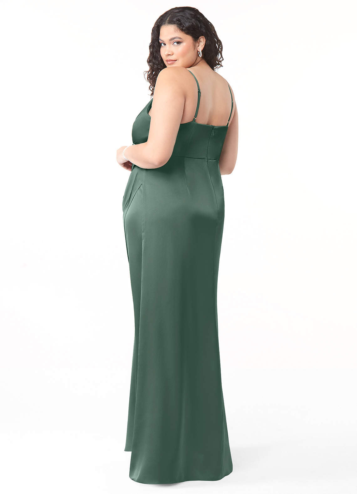 Maci A-Line V-Neck Stretch Satin Bridesmaid Dress