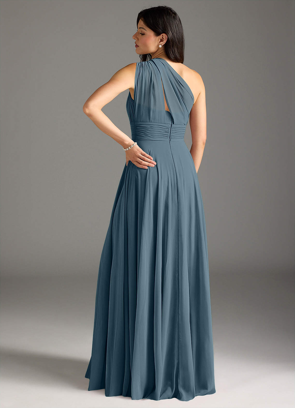 Charlize A-Line One-Shoulder Chiffon Bridesmaid Dress in Twilight