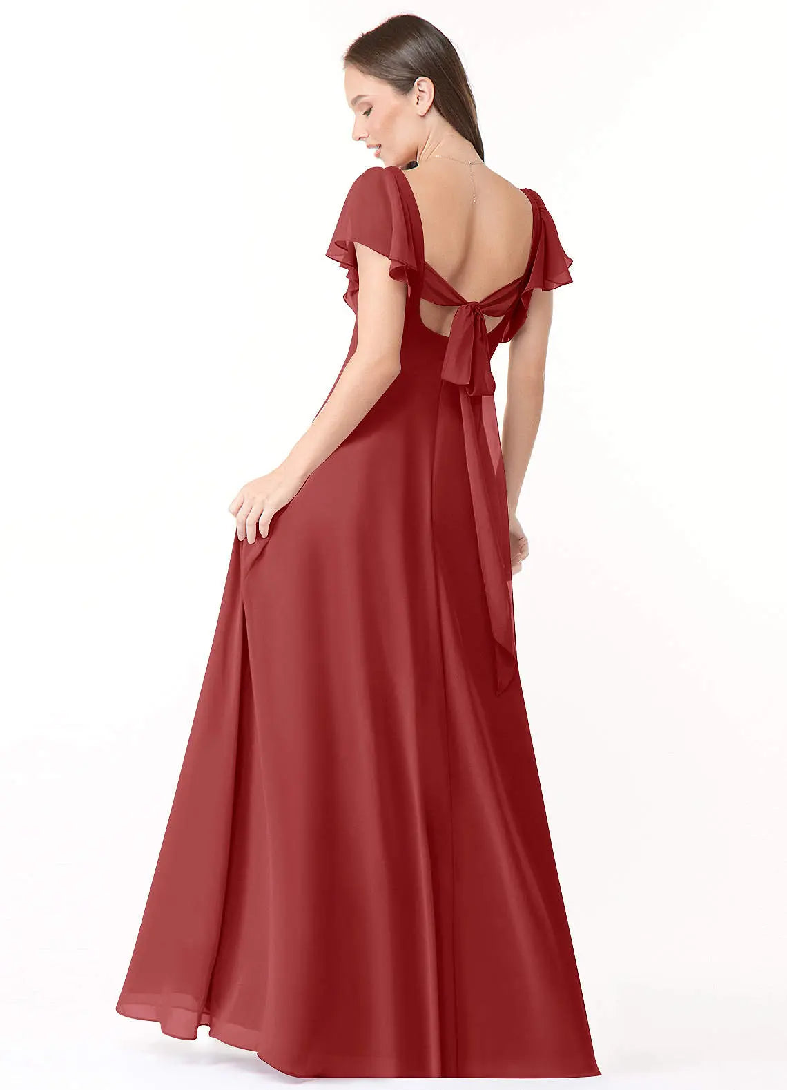 Syenna A-Line V-Neck Chiffon Bridesmaid Dress in Rust