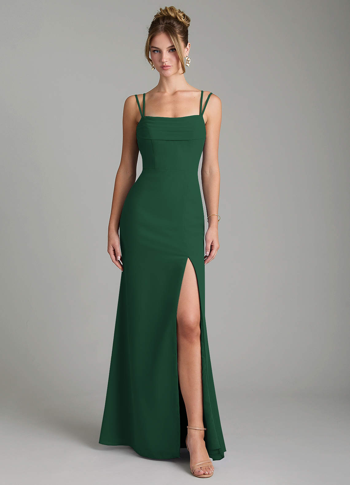 Egypt Sheath Sweetheart Chiffon Bridesmaid Dress in Dark Green