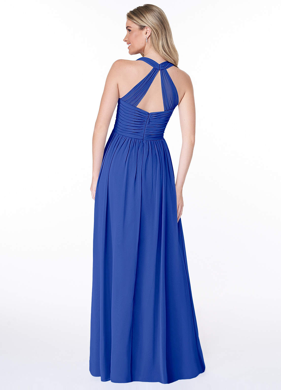 Jaclyn A-Line Halter Chiffon Bridesmaid Dress in Royal Blue