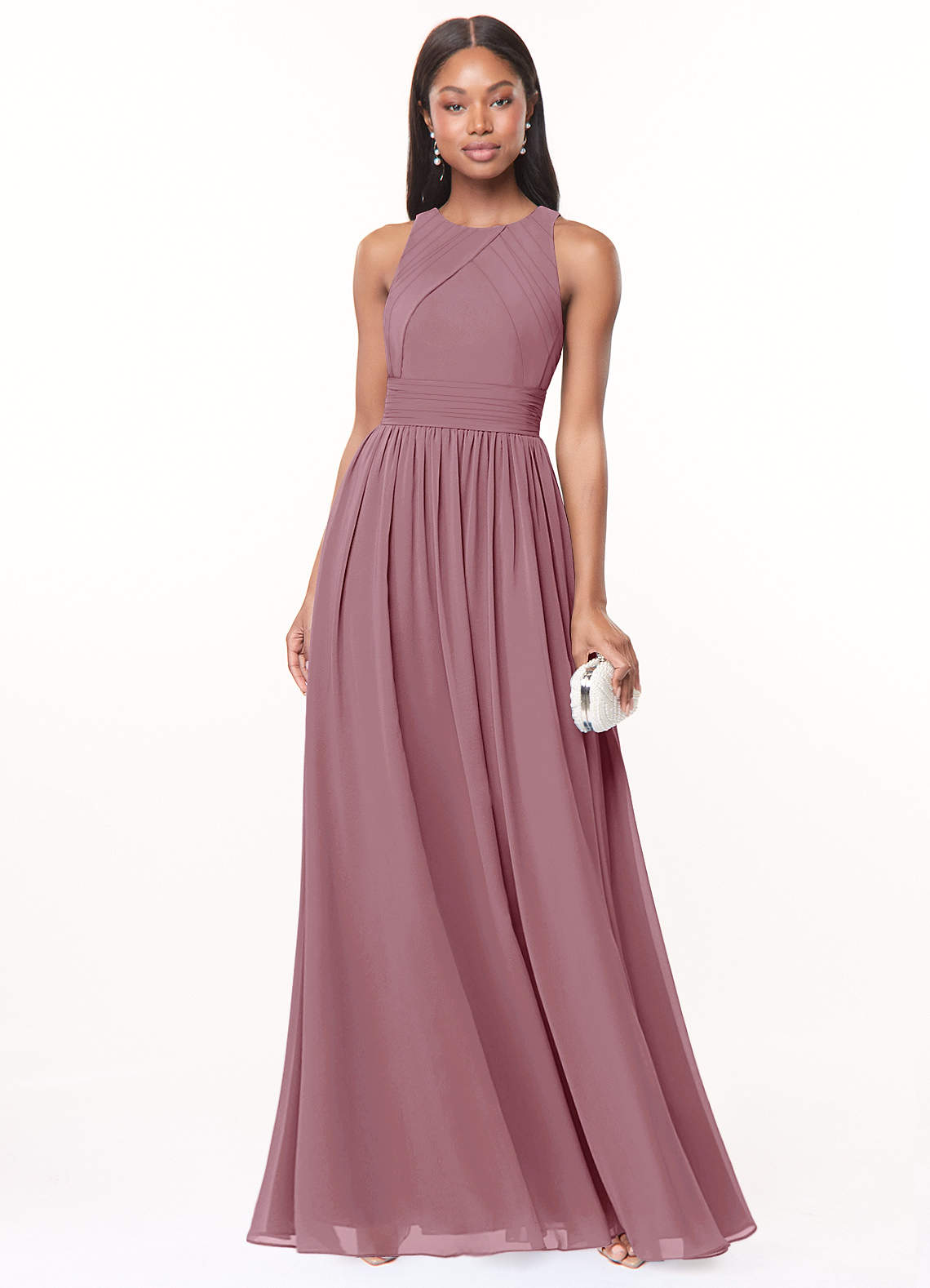 Harper A-Line Scoop-Neck Chiffon Bridesmaid Dress in Vintage Mauve