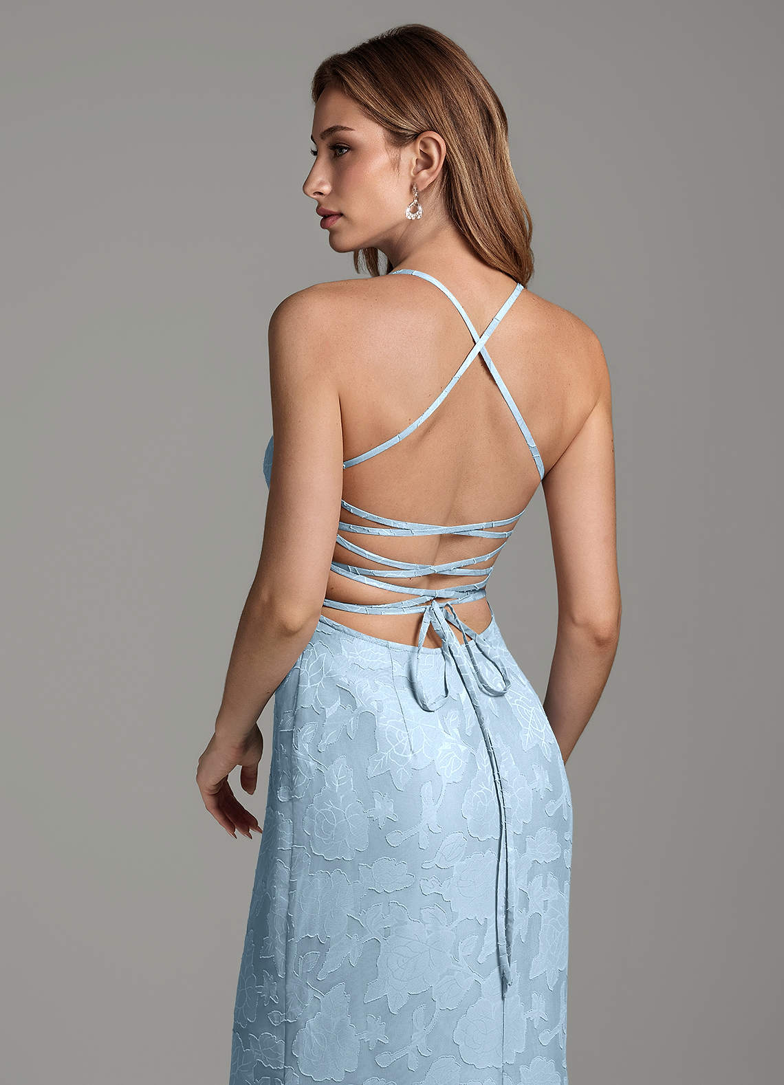 Dara Mermaid Sweetheart Floral Burnout Bridesmaid Dress in Sky Blue