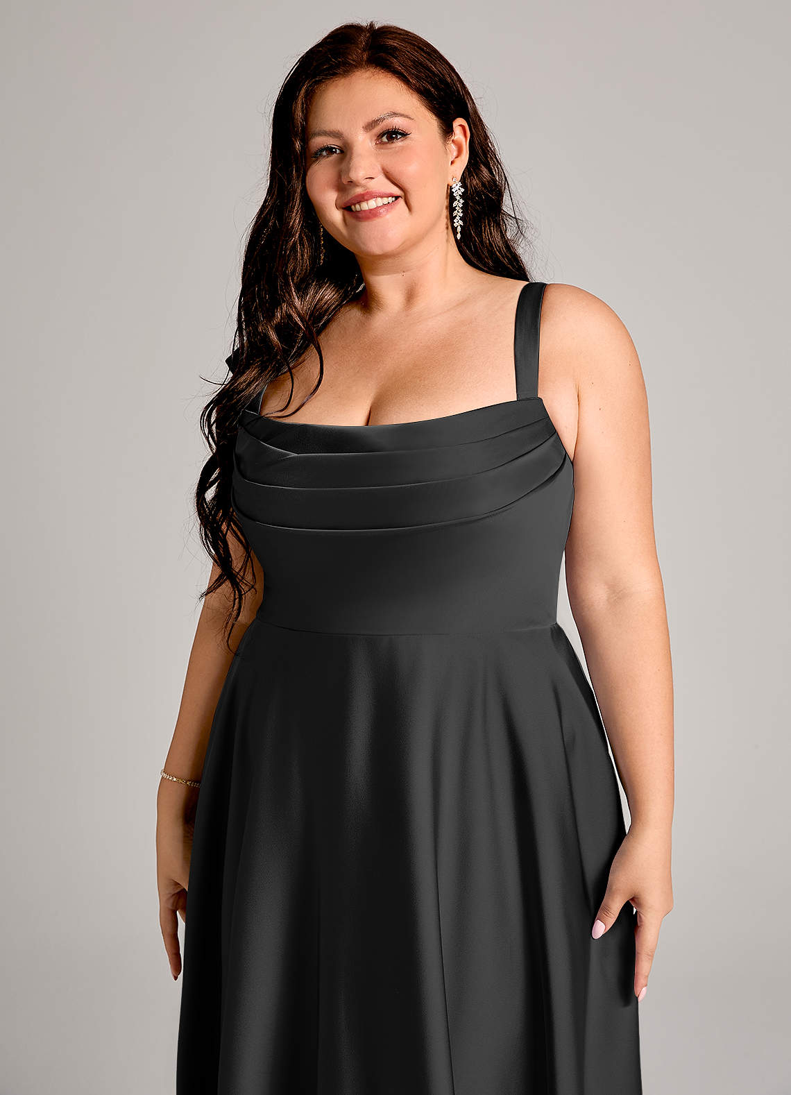 Shaude A-Line Square-Neck Stretch Satin Bridesmaid Dress