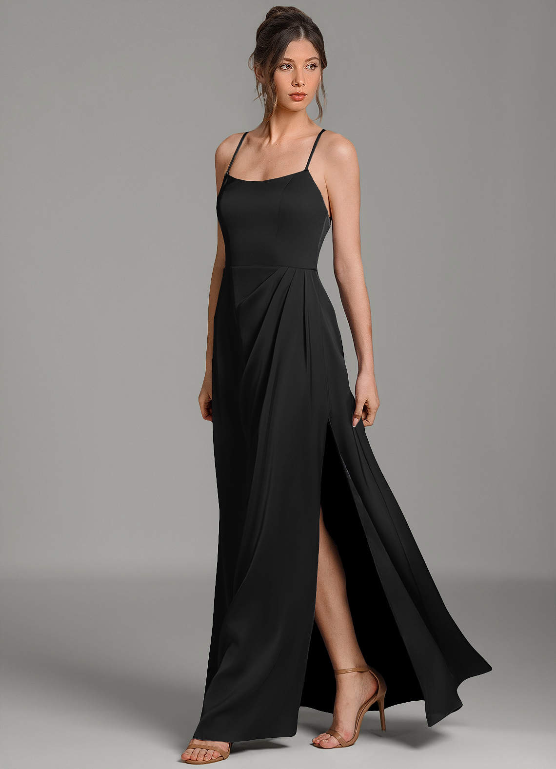 Frankie A-Line Scoop-Neck Stretch Satin Bridesmaid Dress