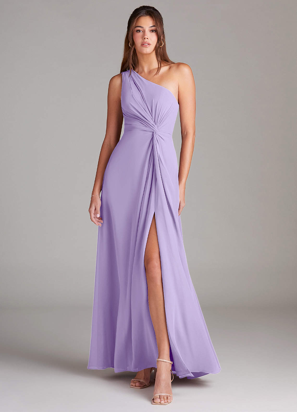 Brooke A-Line One-Shoulder Chiffon Bridesmaid Dress in Lilac