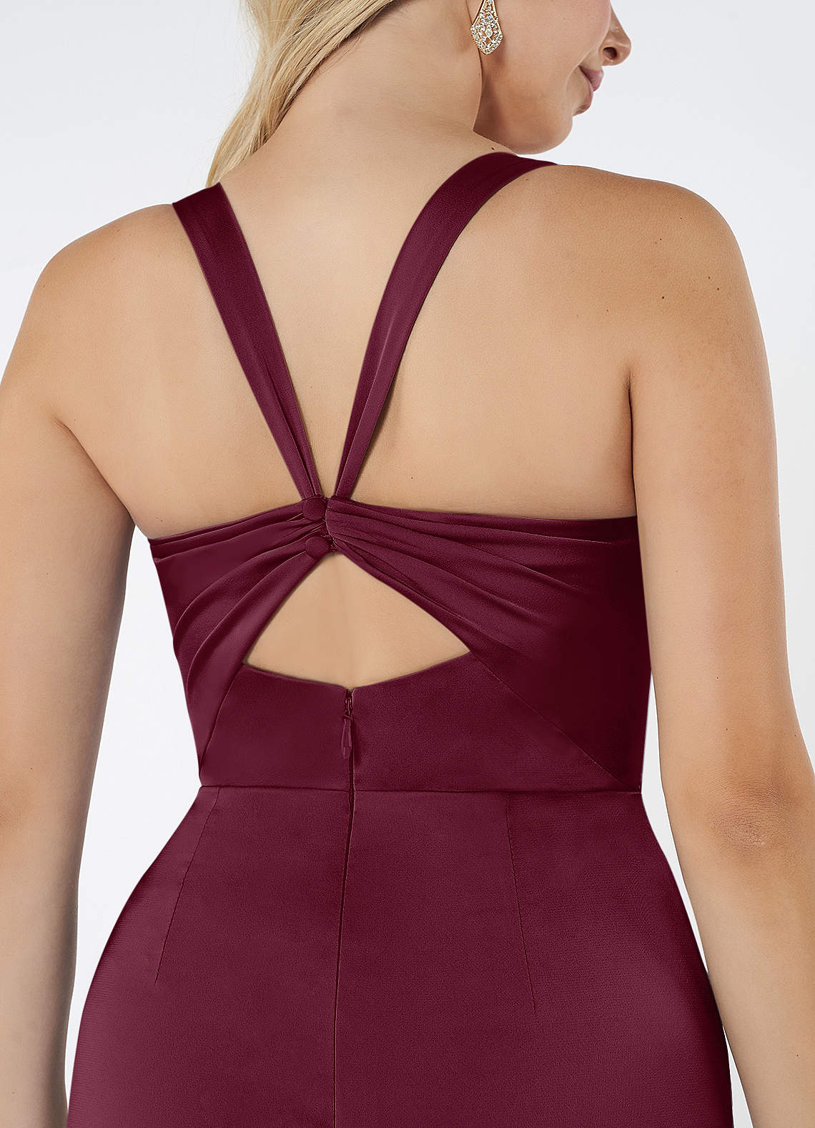 Mero Mermaid Square-Neck Stretch Satin Bridesmaid Dress in Mulberry