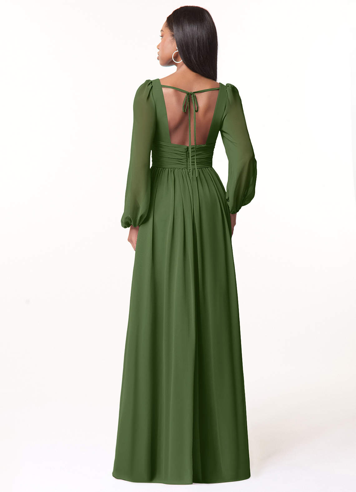 Norah A-Line V-Neck Chiffon Bridesmaid Dress in Olive