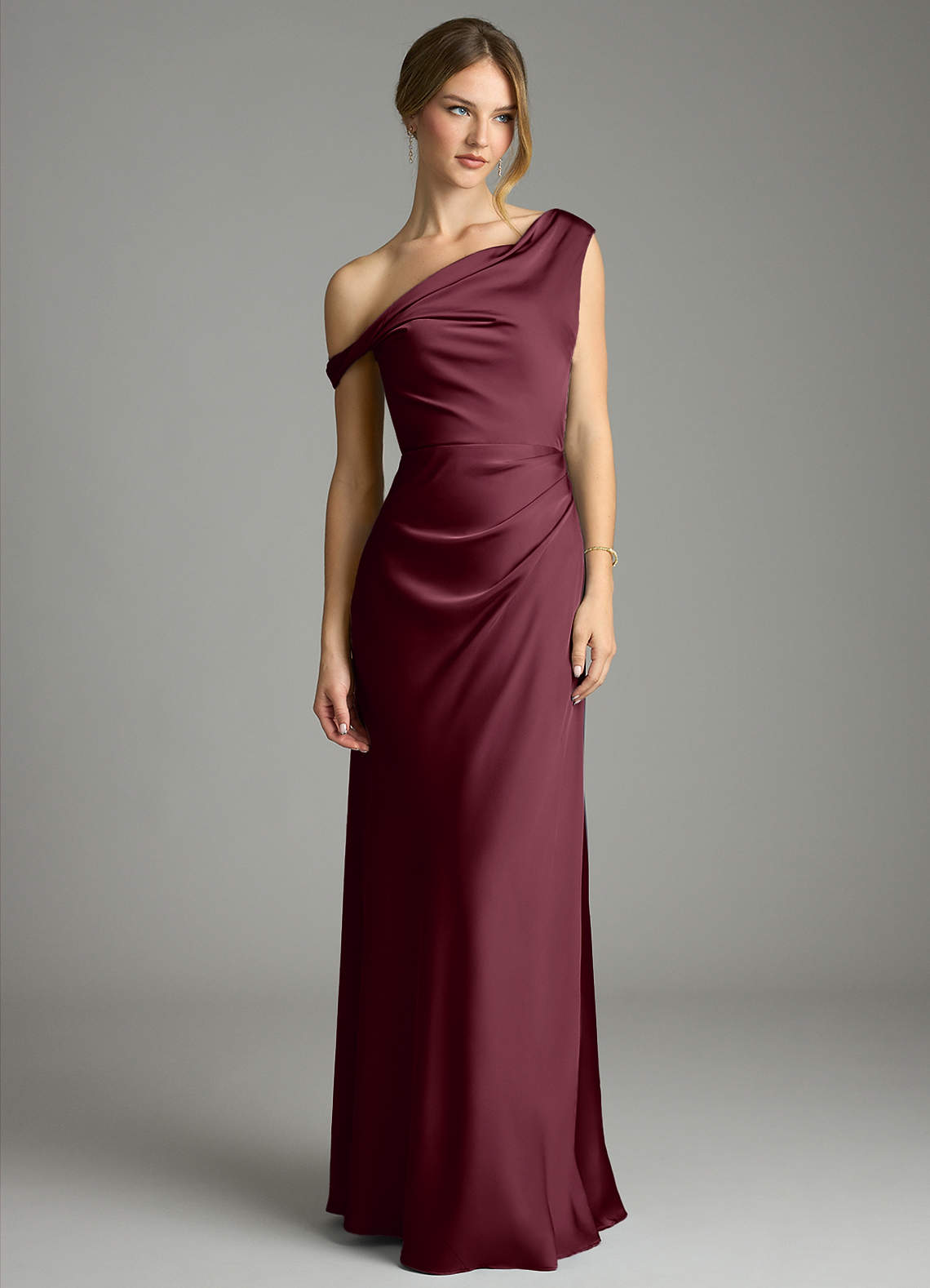 Emerson Mermaid One-Shoulder Stretch Satin Bridesmaid Dress