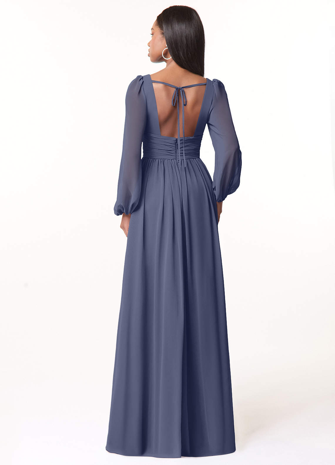 Norah A-Line V-Neck Chiffon Bridesmaid Dress in Stormy