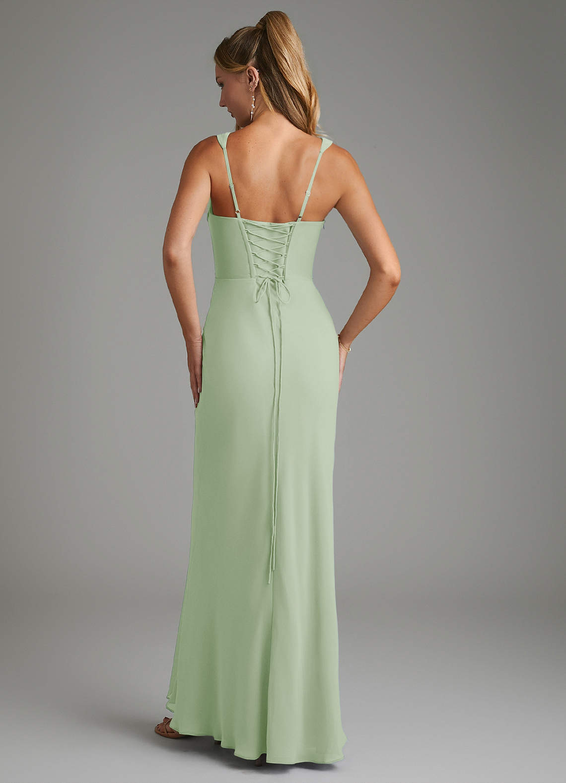 Asa Sheath Square-Neck Chiffon Bridesmaid Dress in Dusty Sage