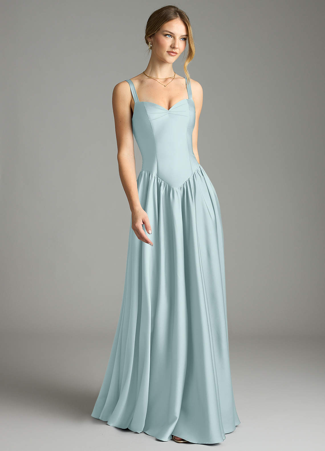 Evadina A-Line Sweetheart Stretch Satin Bridesmaid Dress in Mist
