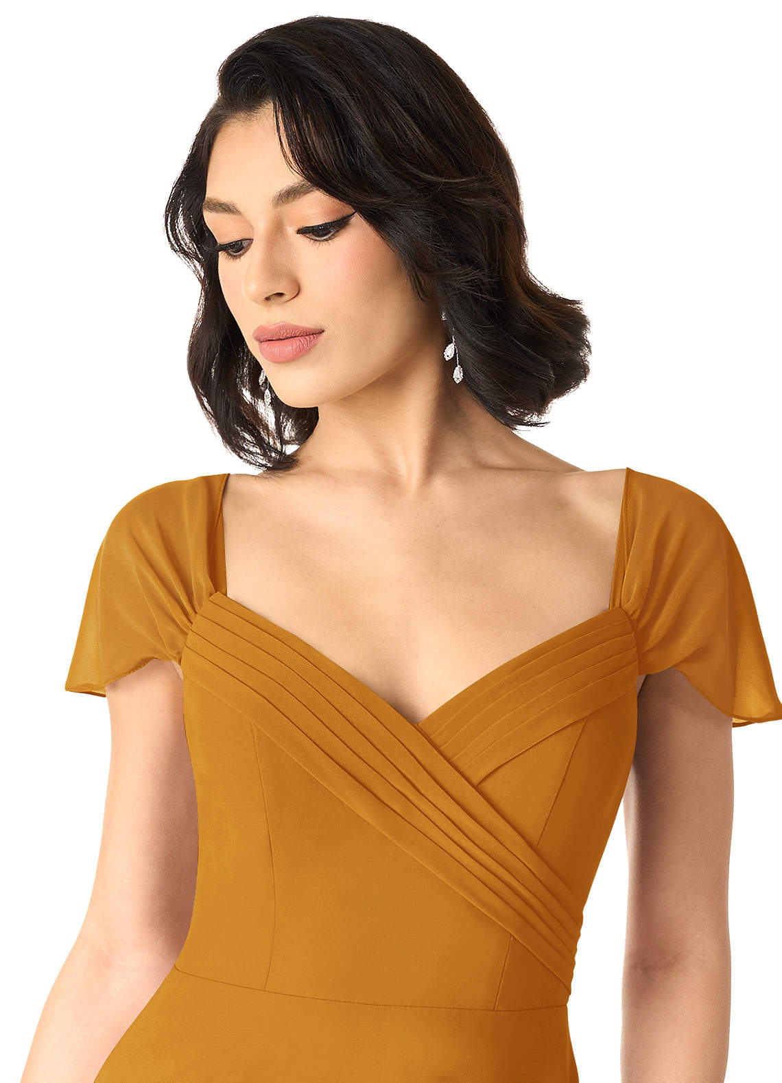 Tancie A-Line Off-the-Shoulder Chiffon Bridesmaid Dress in butterscotch