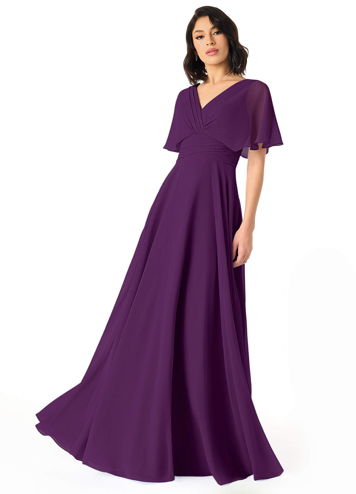 Pamela A-Line V-Neck Chiffon Bridesmaid Dress in Grape