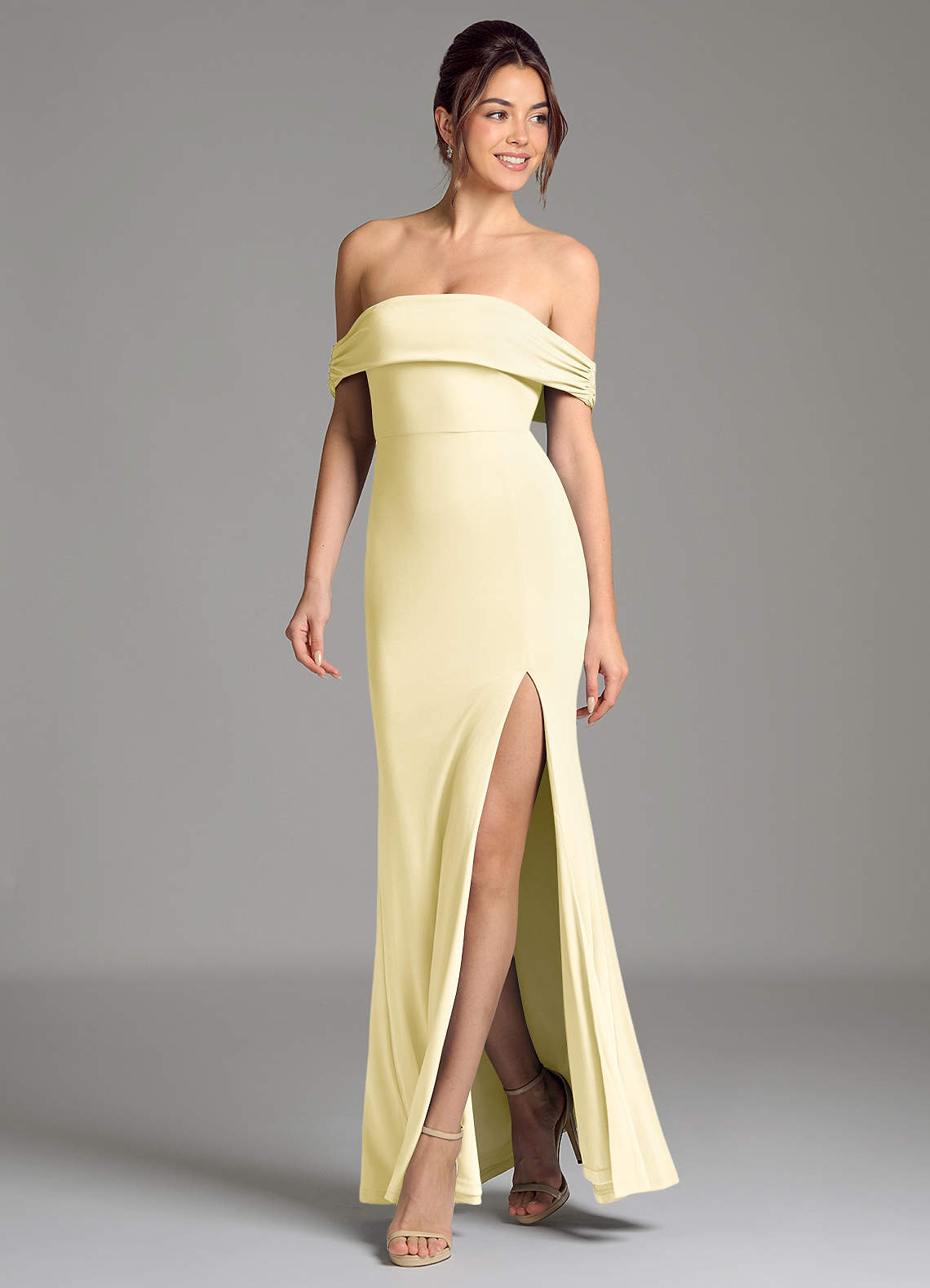 Evangelia Mermaid Off-the-Shoulder Stretch Jersey Bridesmaid Dress
