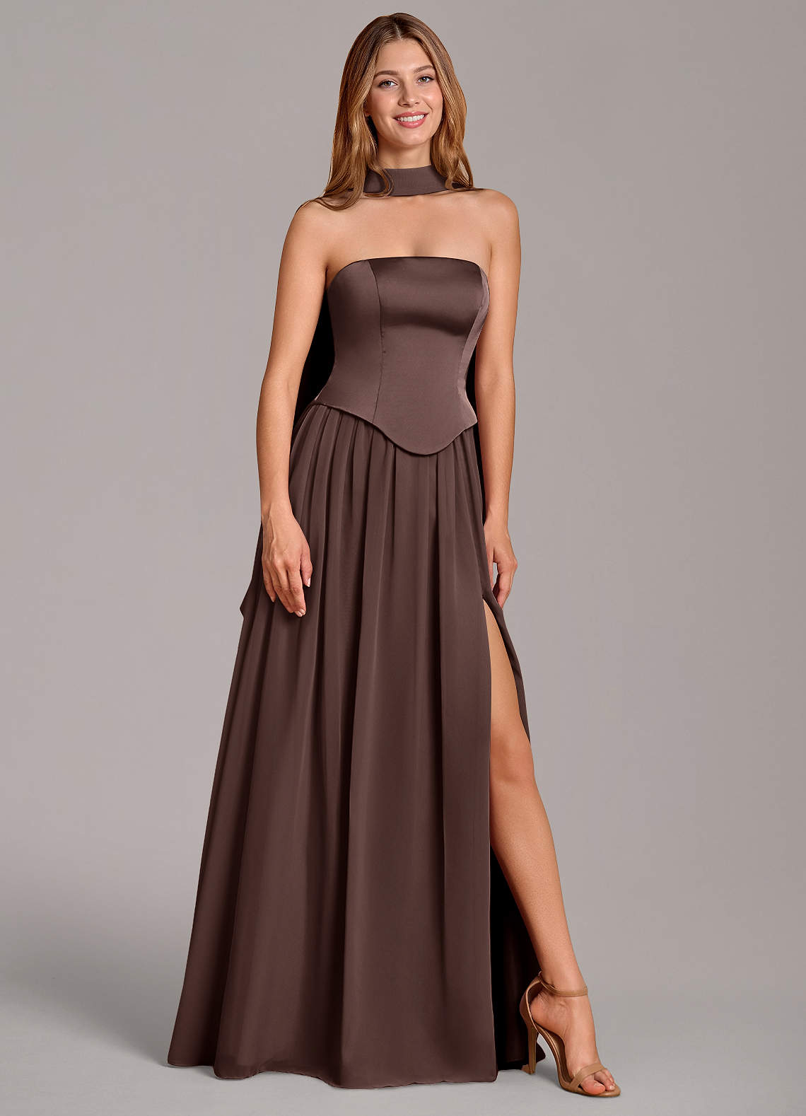 Cadence A-Line Strapless Chiffon and Stretch Satin Bridesmaid Dress