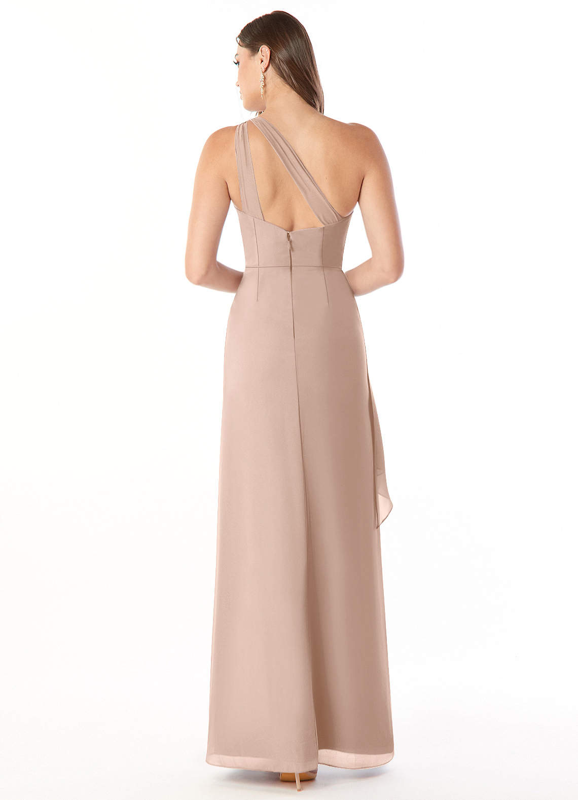 Maive Sheath One-Shoulder Chiffon Bridesmaid Dress in English Rose