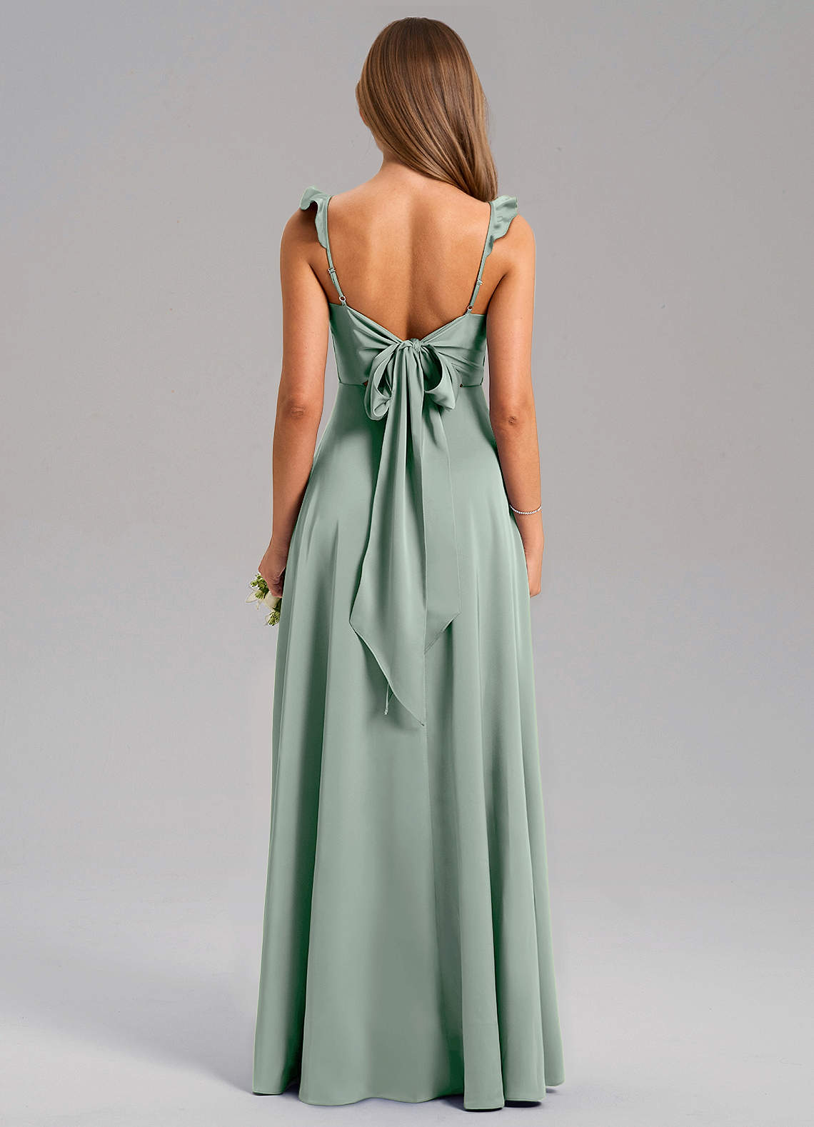 Everett A-Line V-Neck Chiffon Bridesmaid Dress in Agave