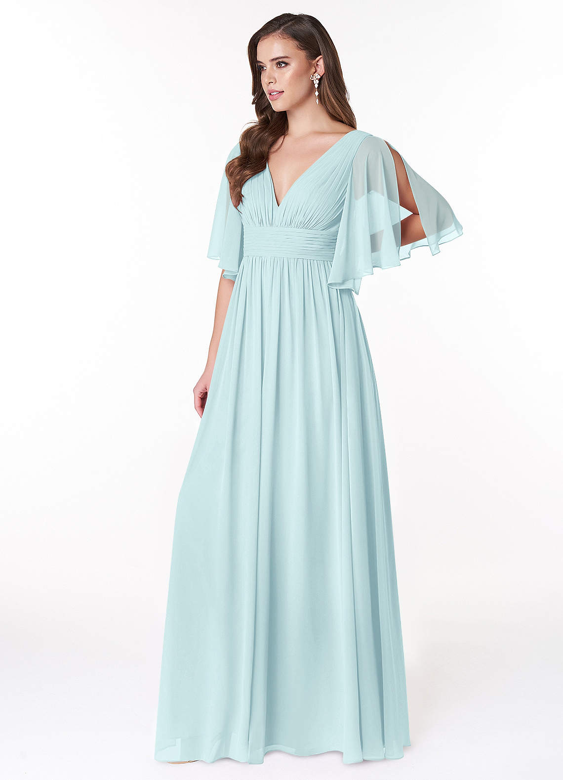 Temeka A-Line V-Neck Chiffon Bridesmaid Dress in Sea Glass
