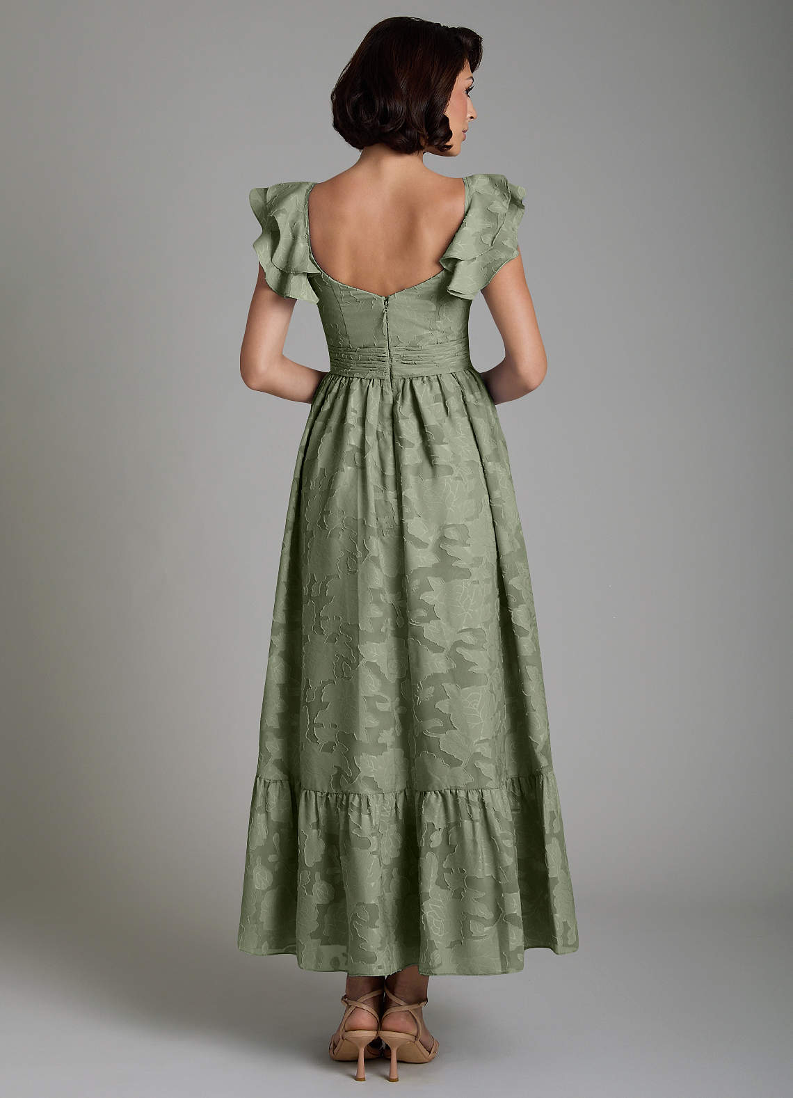 Anaya A-Line V-Neck Floral Burnout Bridesmaid Dress in Pistachio