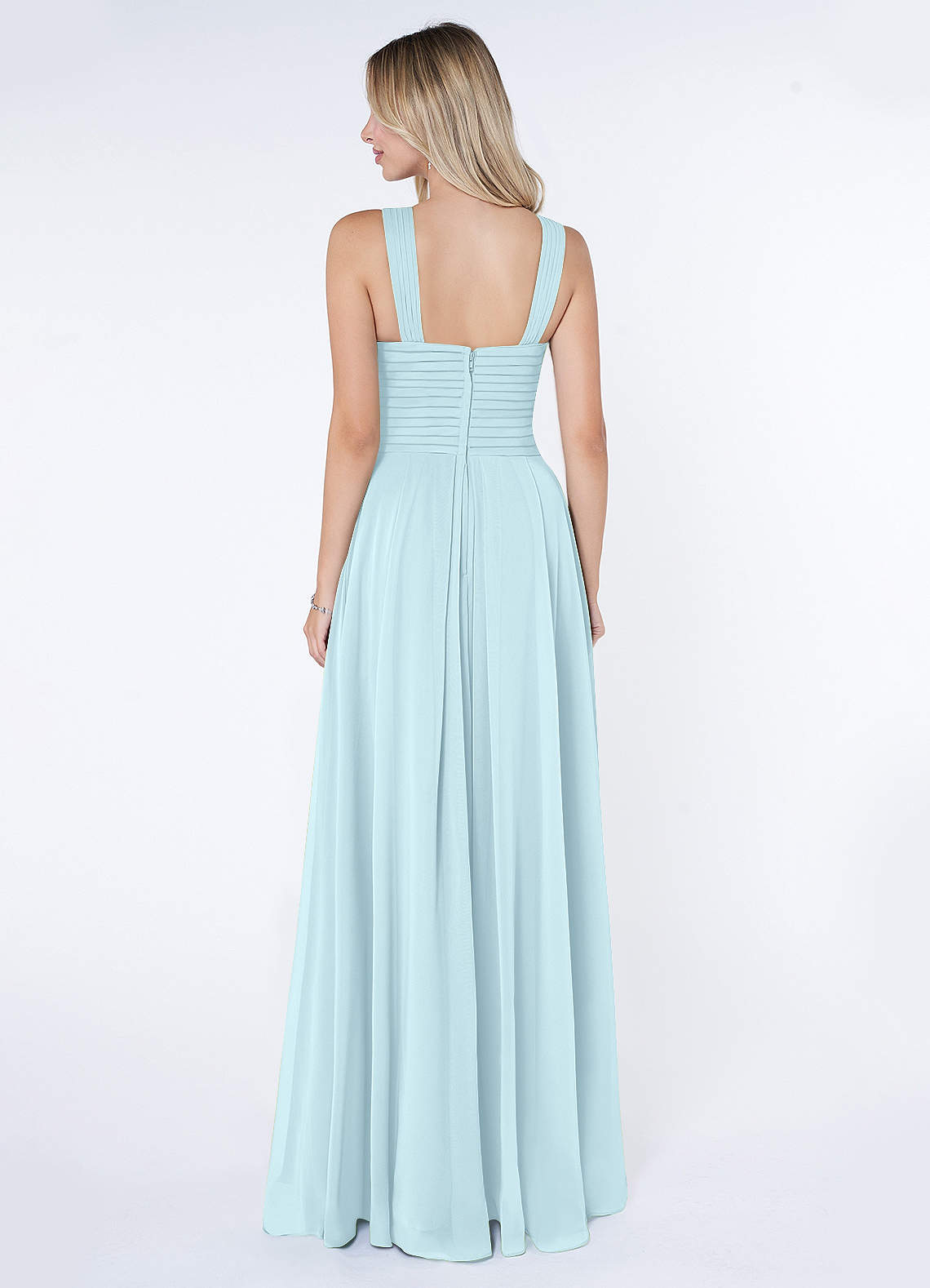 Kaleigh A-Line Halter Chiffon Bridesmaid Dress in Cloud Blue