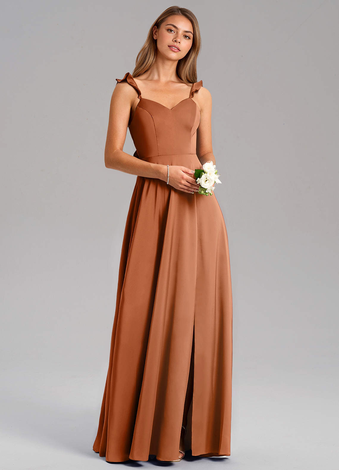 Everett A-Line V-Neck Chiffon Bridesmaid Dress in Copper