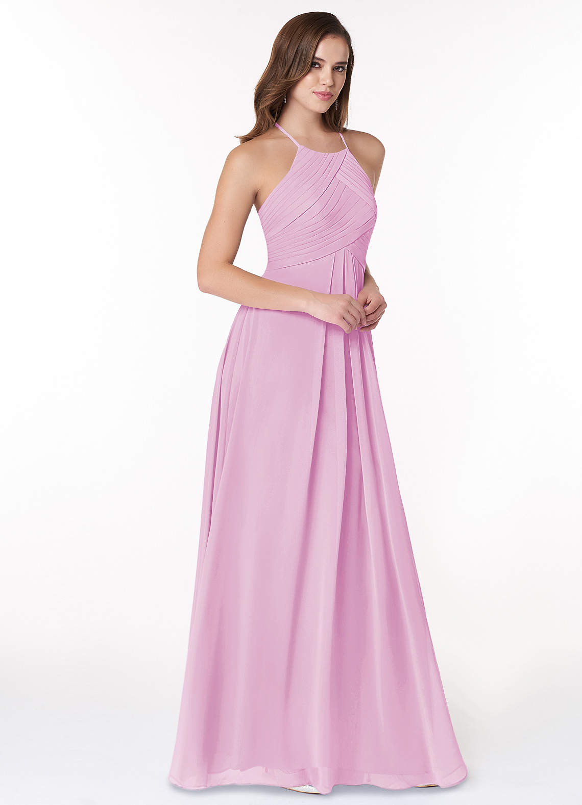 Ginger A-Line Halter Chiffon Bridesmaid Dress in candy pink