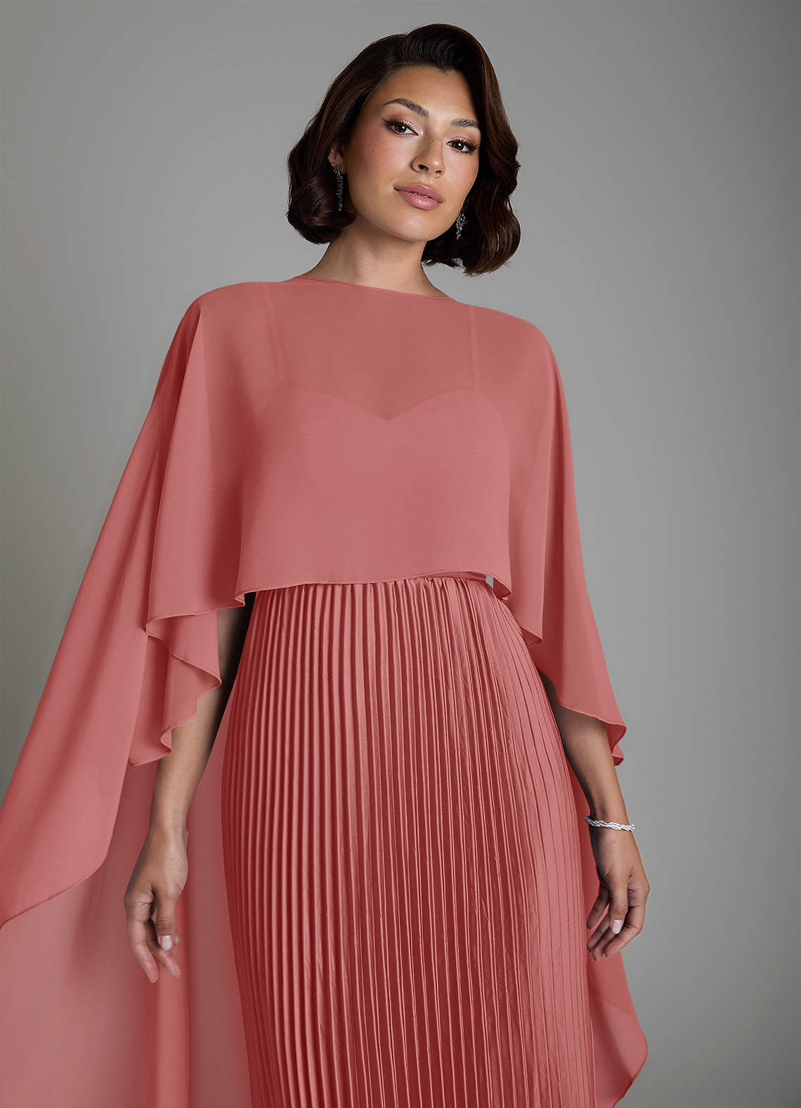 Micah A-Line Sweetheart Stretch Satin and Chiffon Bridesmaid Dress in Antique Rose