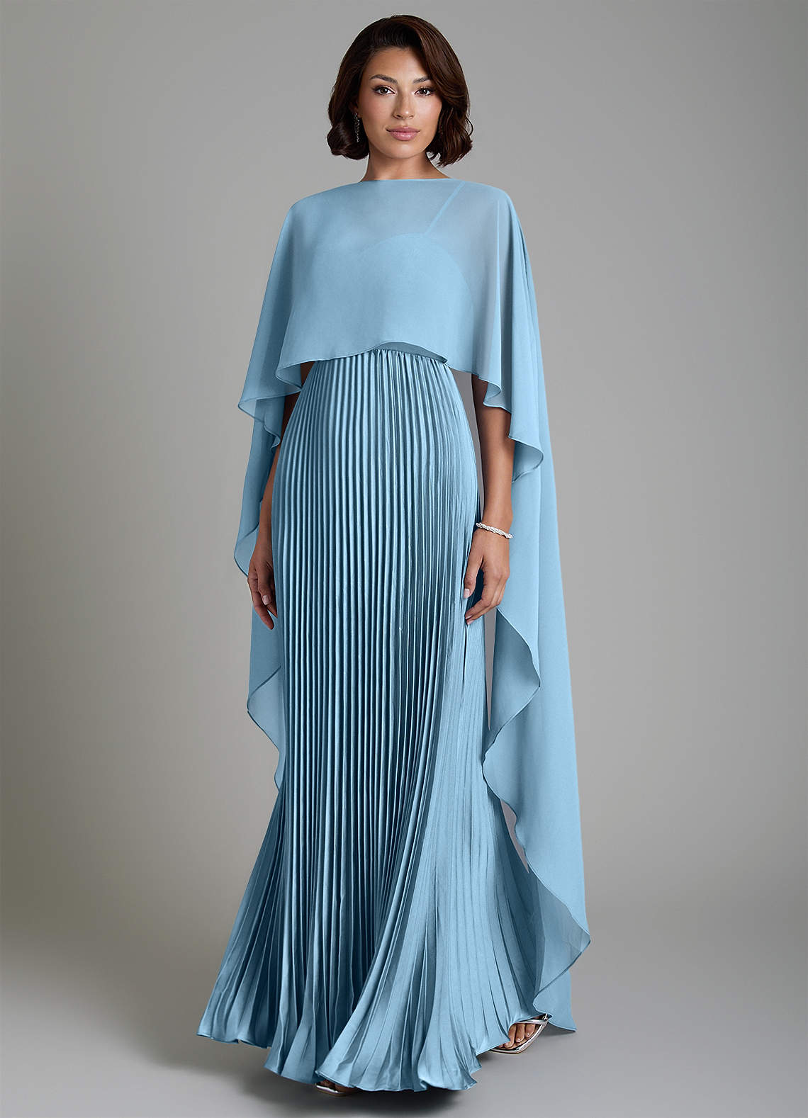 Micah A-Line Sweetheart Stretch Satin and Chiffon Bridesmaid Dress in Steel Blue